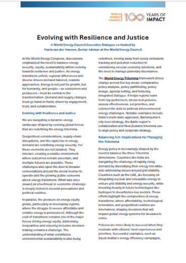 Evolving with Resilience and Justice: A World Energy Council Executive Dialogue