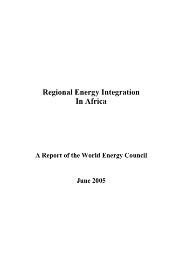 Regional Energy Integration in Africa